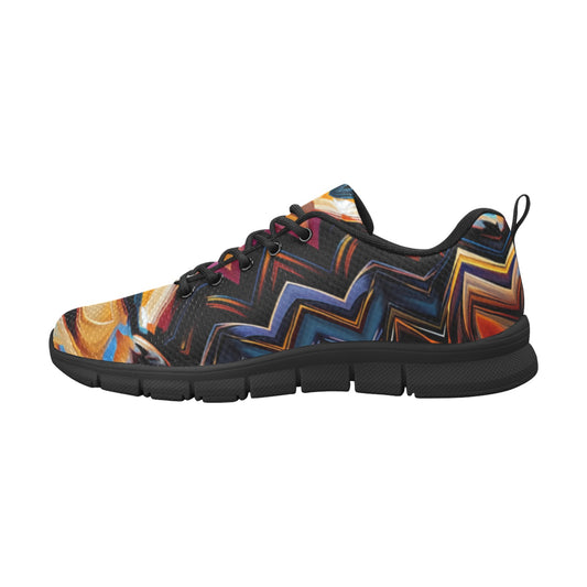 Men's Bold Geometric Pattern All-Over Print  Breathable Running Shoes