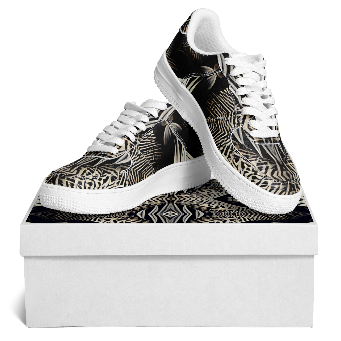Women's Monochrome Geometric Kaleidoscope Pattern All Over Print Core Low Shoes