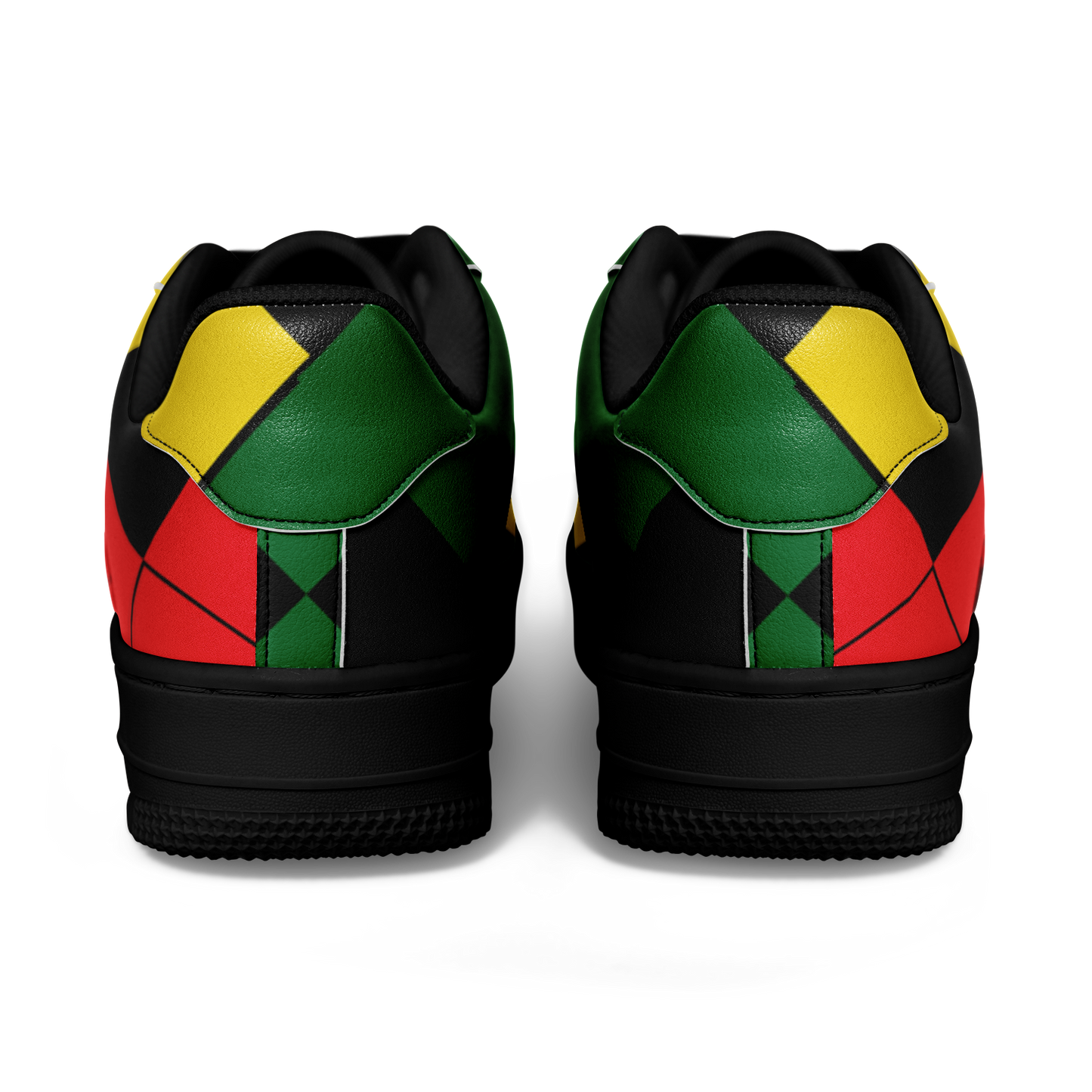 Men's Red Yellow Green and Black Stars Pattern All Over Print Urban Peak High Top Shoes