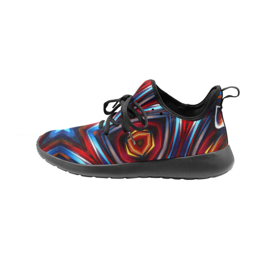 Men's Patriotic Red White Blue Geometric All Over Print One-Piece Vamp Sneakers
