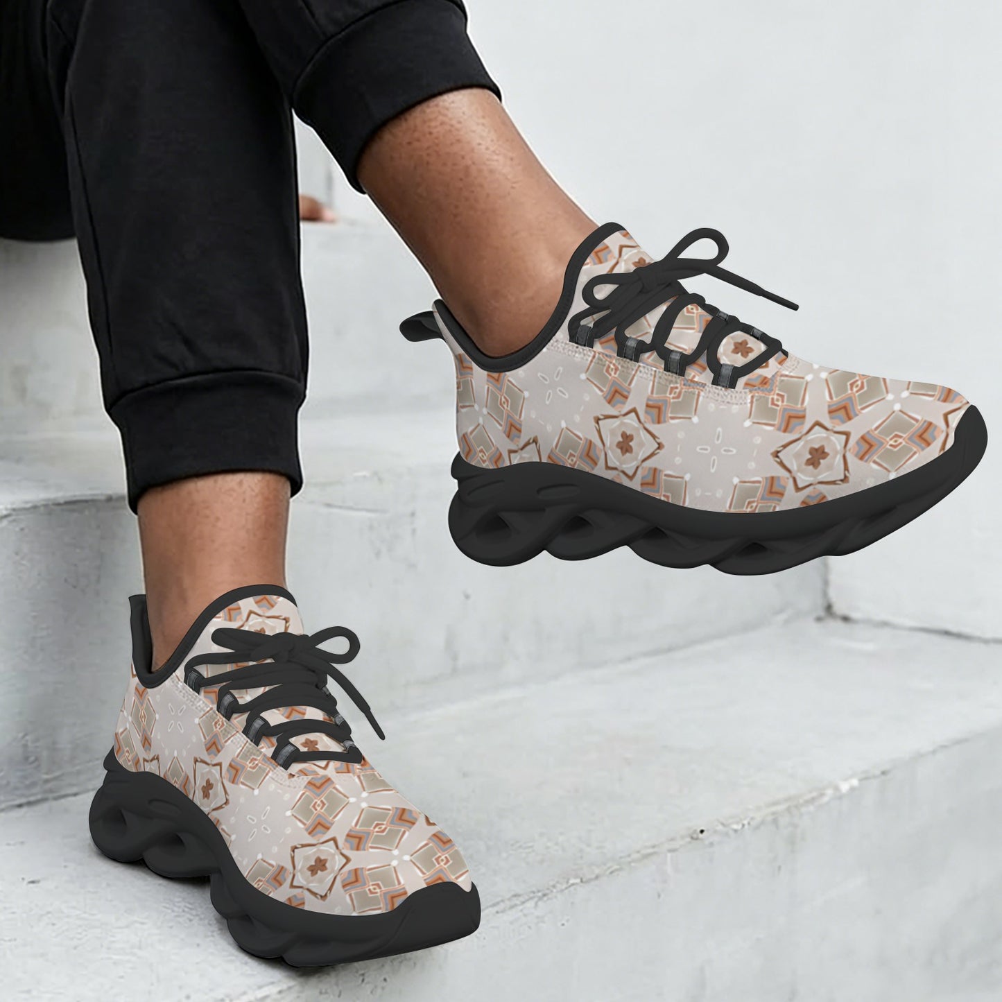 Women's Neutral Boho Graphic Pattern All-Over Print Twisted Sole Sneakers