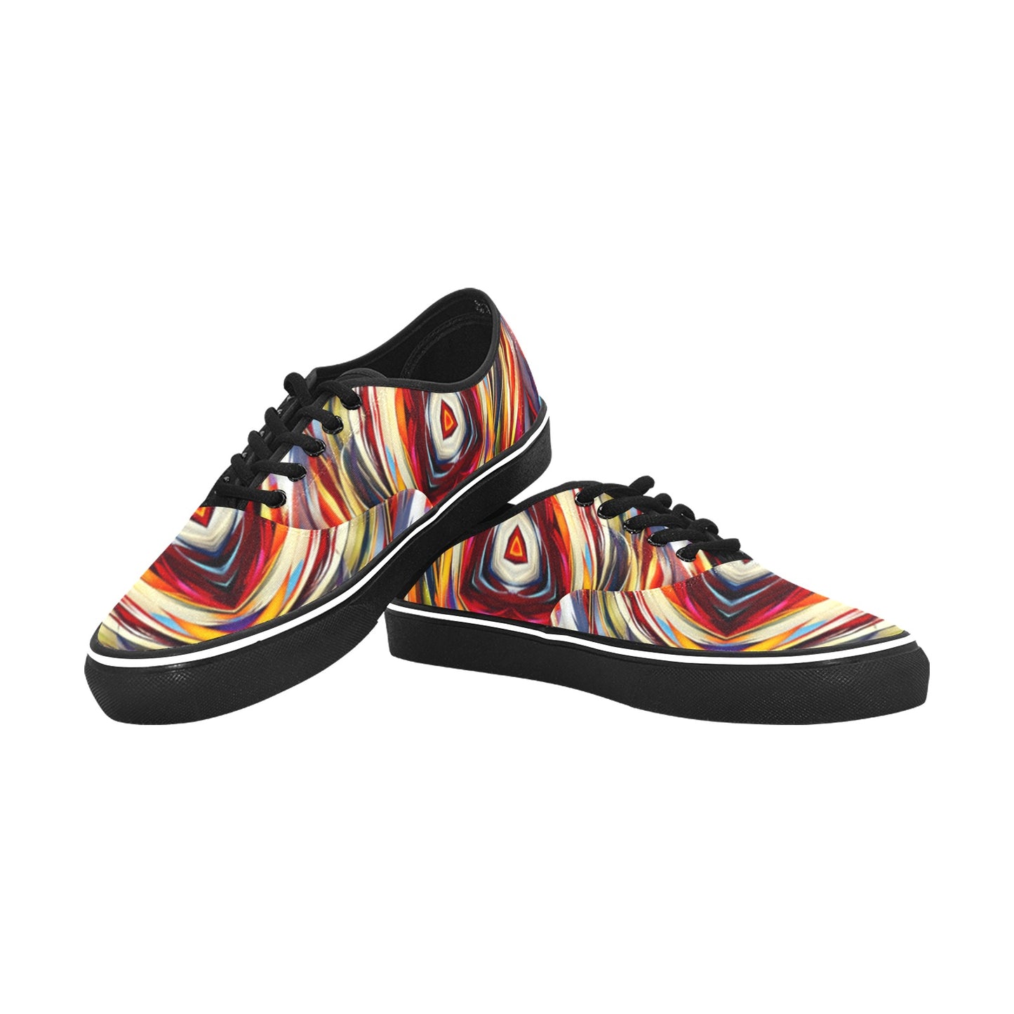 Women's Bold Abstract Swirl Design Classic Canvas Low Top Shoes