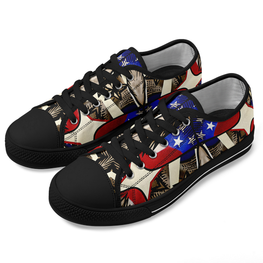 Men's Patriotic Stars & Cross Kaleidoscope Pattern All-Over Print Urban Peak Low Shoes