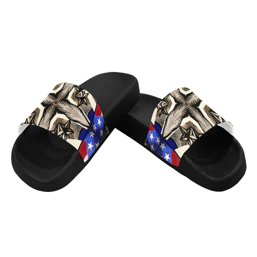 Men's Patriotic Star Kaleidoscope Pattern All-Over Print Slide Sandals (Model 057)