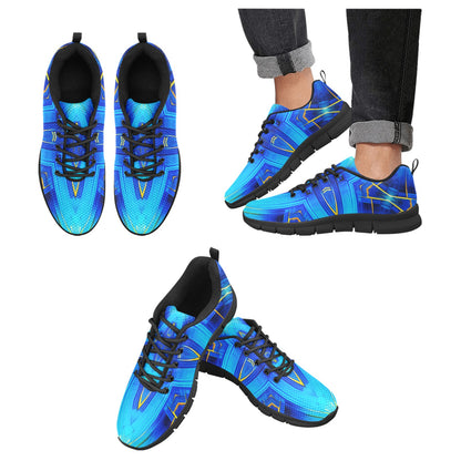 Women's Vibrant Blue Geometric All-Over Print  Breathable Running Shoes
