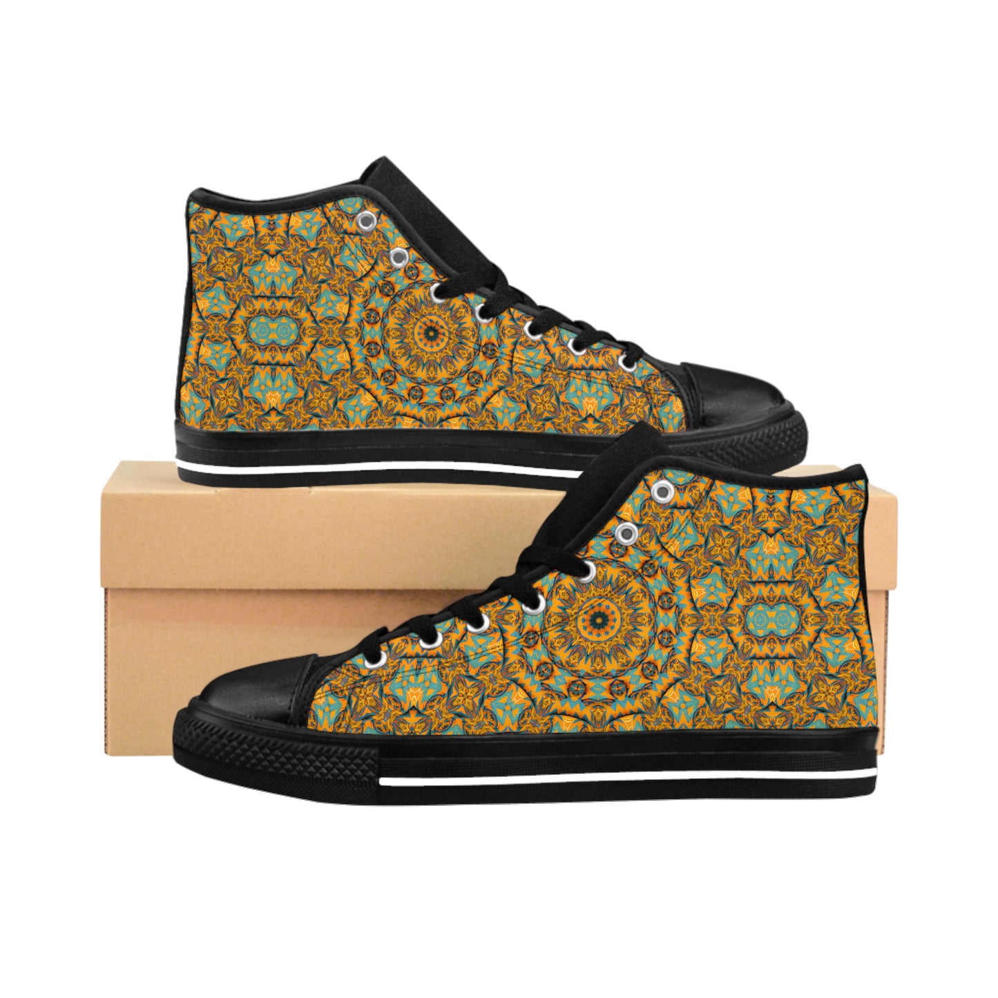 Women's Mosaic Patterned High-Top Sneakers