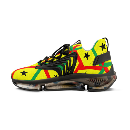 Men's Red Yellow Green Black Stars Athletic Mesh Sneakers