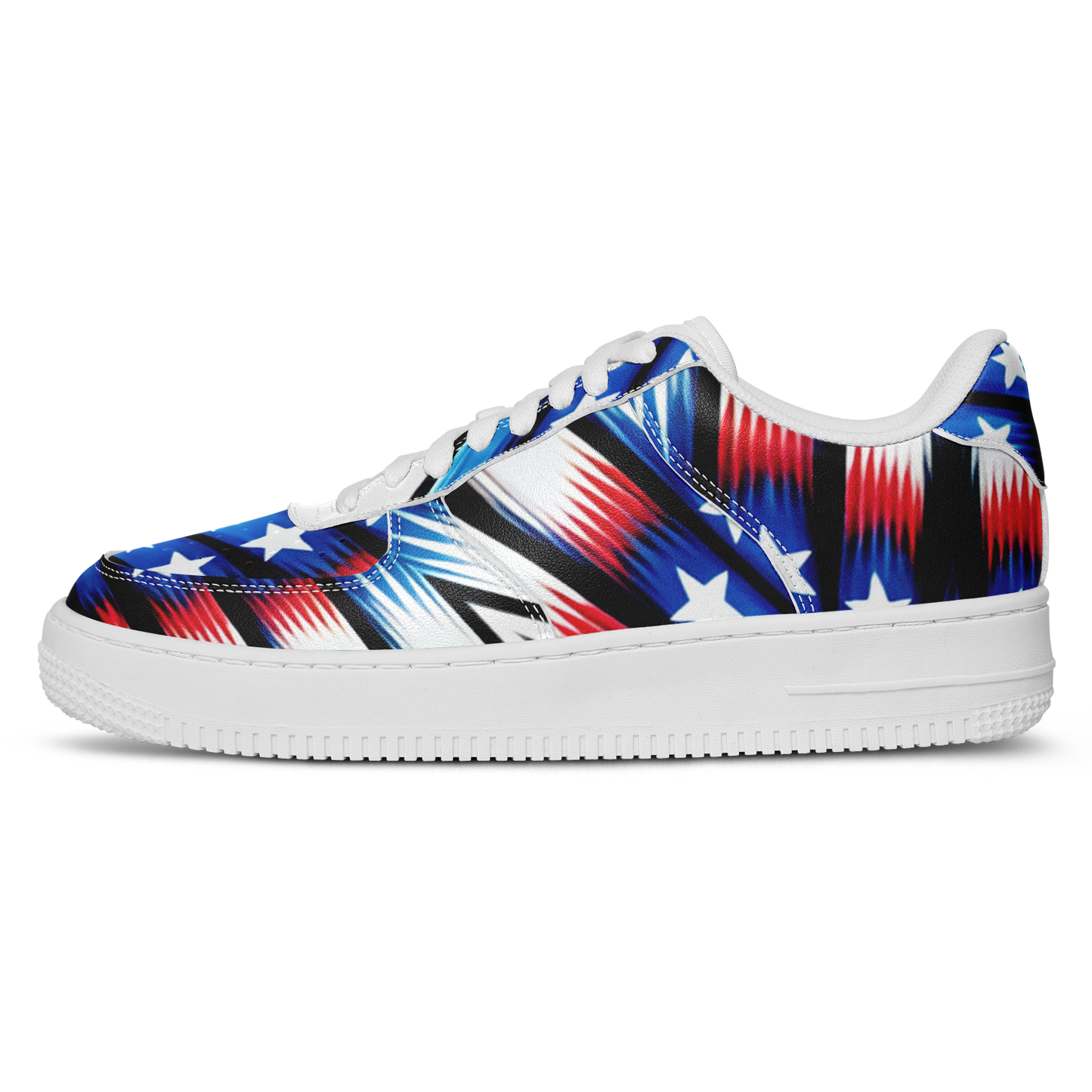 Men's Red White Blue Geometric Pattern All-Over Print Core Low Shoes