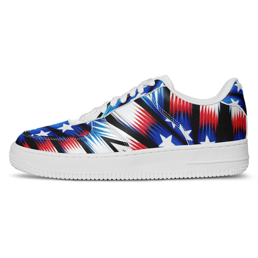 Men's Red White Blue Geometric Pattern All-Over Print Core Low Shoes