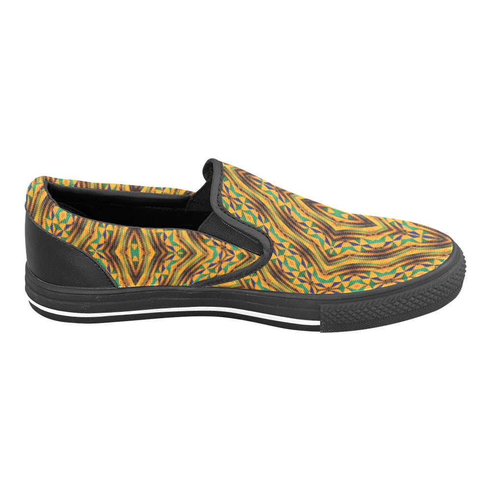 Women's Bold African Kente Inspired Pattern Slip-on Canvas Shoes