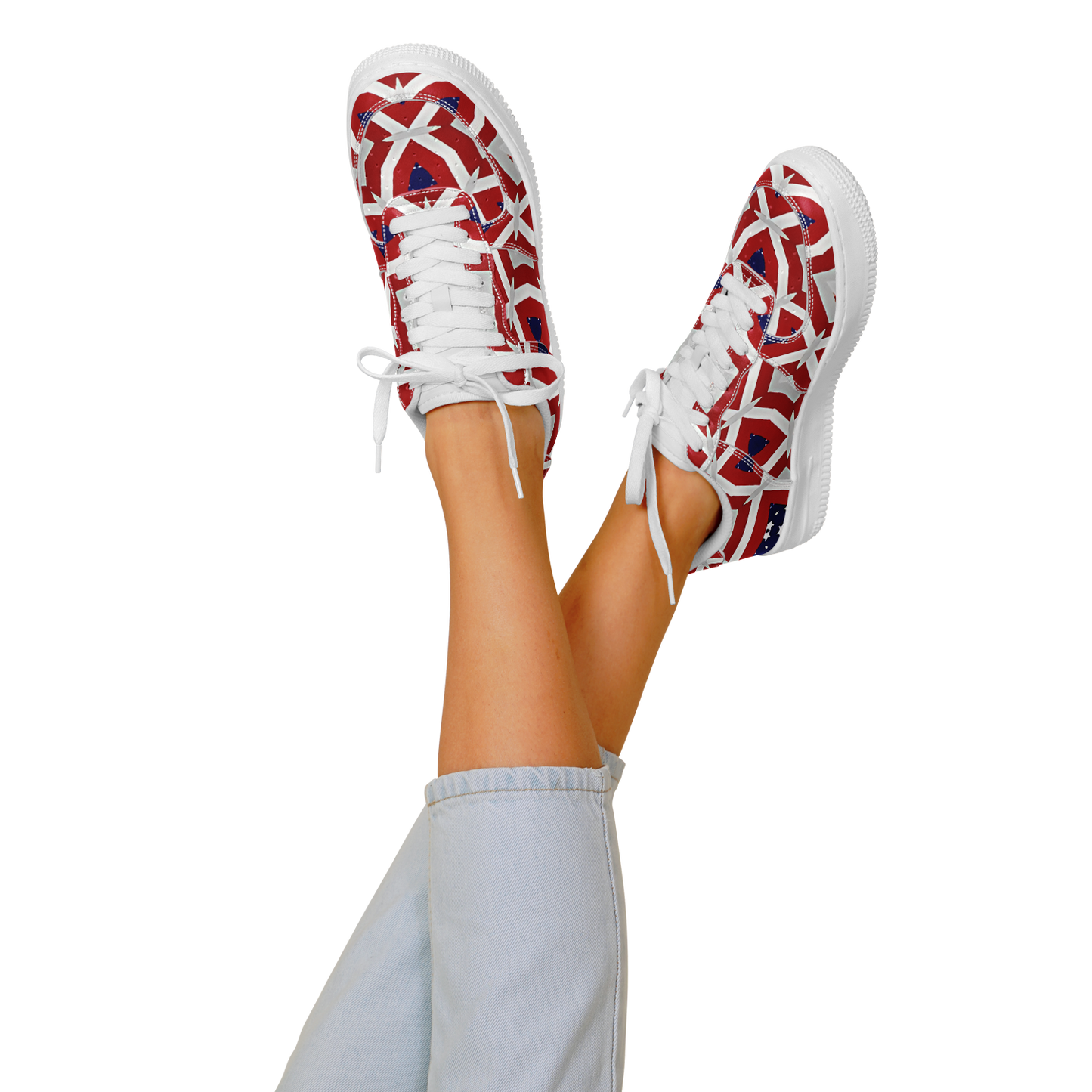 Women's Red Geometric Kaleidoscope Core Low Shoes