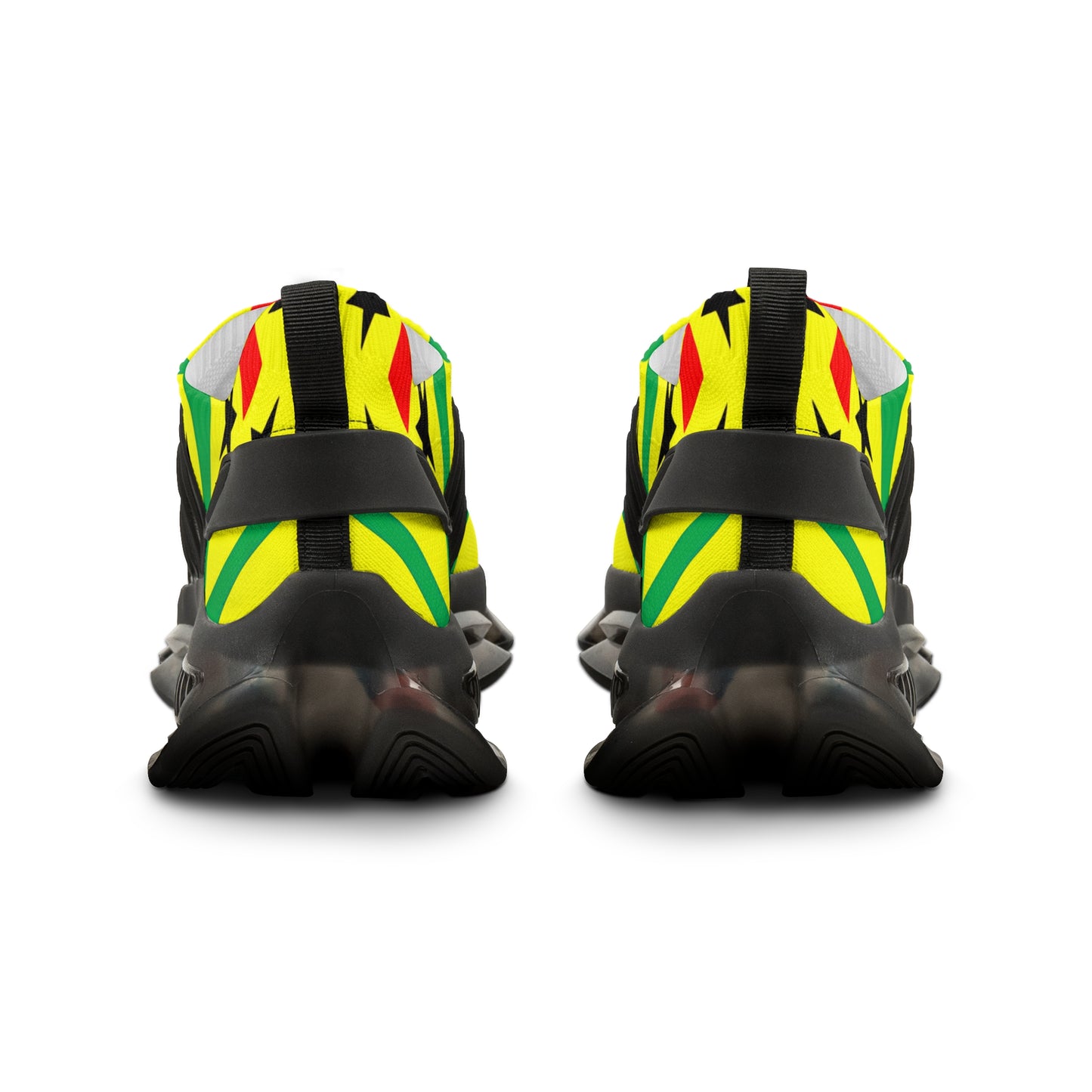 Men's Red Yellow Green Black Stars Athletic Mesh Sneakers
