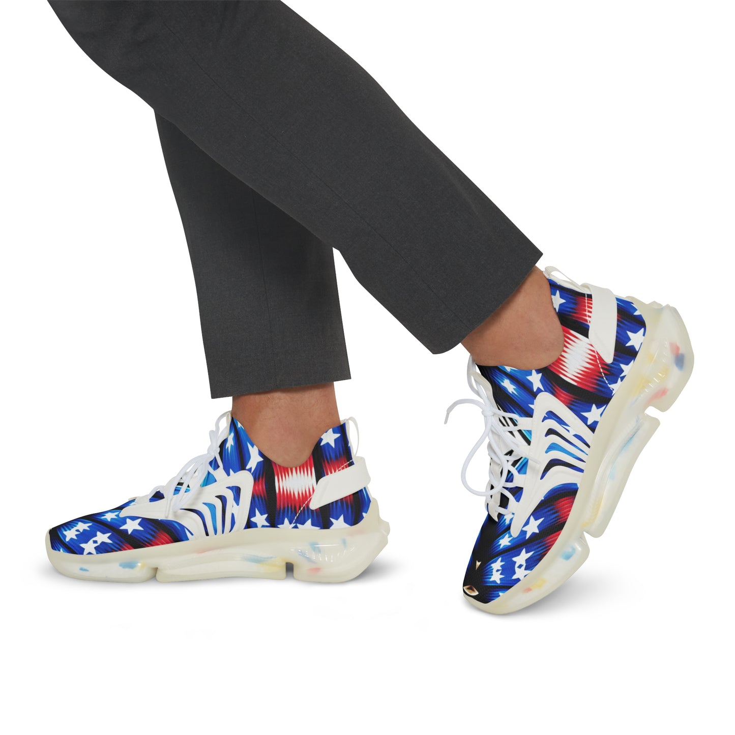 Men's American Flag Stars & Stripes Pattern All Over Print Mesh Sneakers