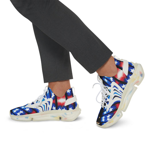 Men's American Flag Stars & Stripes Pattern All Over Print Mesh Sneakers