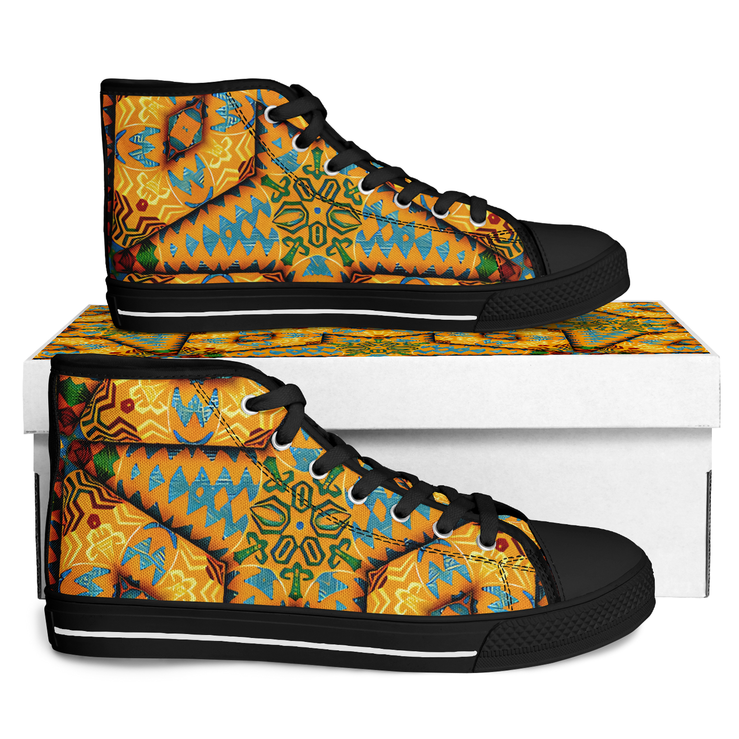 Men's Golden Geometric Mosaic Pattern Urban Peak High Top Shoes