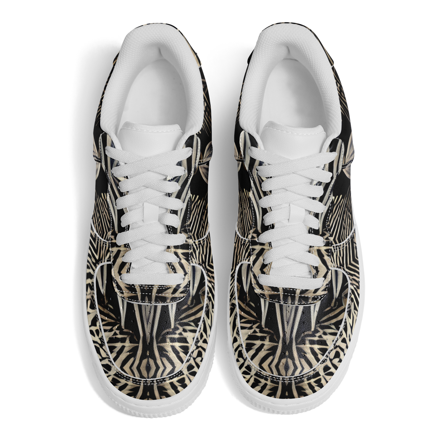 Women's Monochrome Geometric Kaleidoscope Pattern All Over Print Core Low Shoes