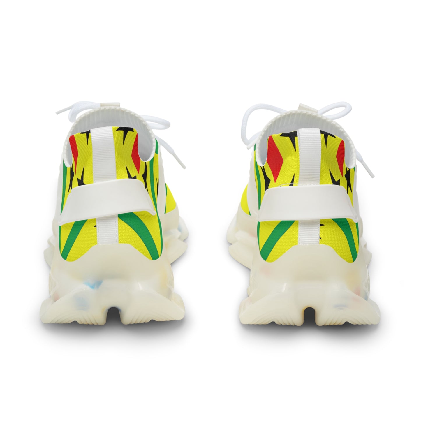 Men's Red Yellow Green Black Stars Athletic Mesh Sneakers