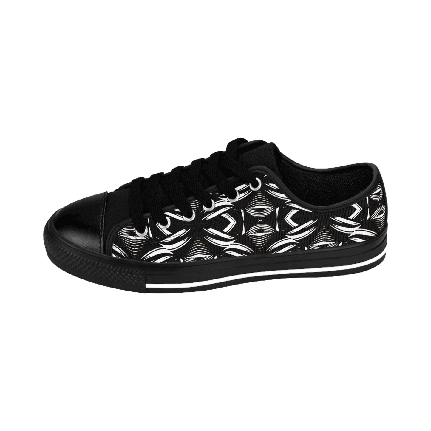 Men's Black Geometric Pattern  Low-Tops Sneakers