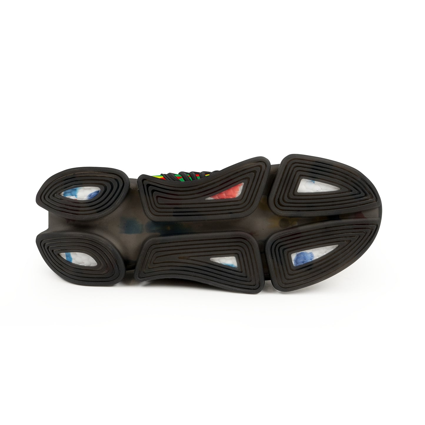 Men's Red Yellow Green Black Stars Athletic Mesh Sneakers
