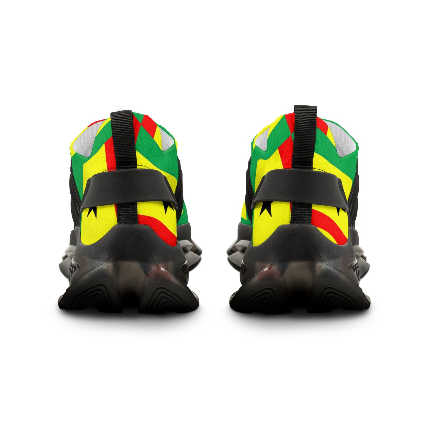 Men's Red Yellow Green Black Stars Athletic Mesh Sneakers
