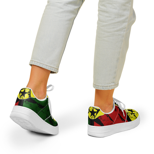 Women's Red Yellow Green and Black Stars Pattern All Over Print Urban Peak High Top Shoes
