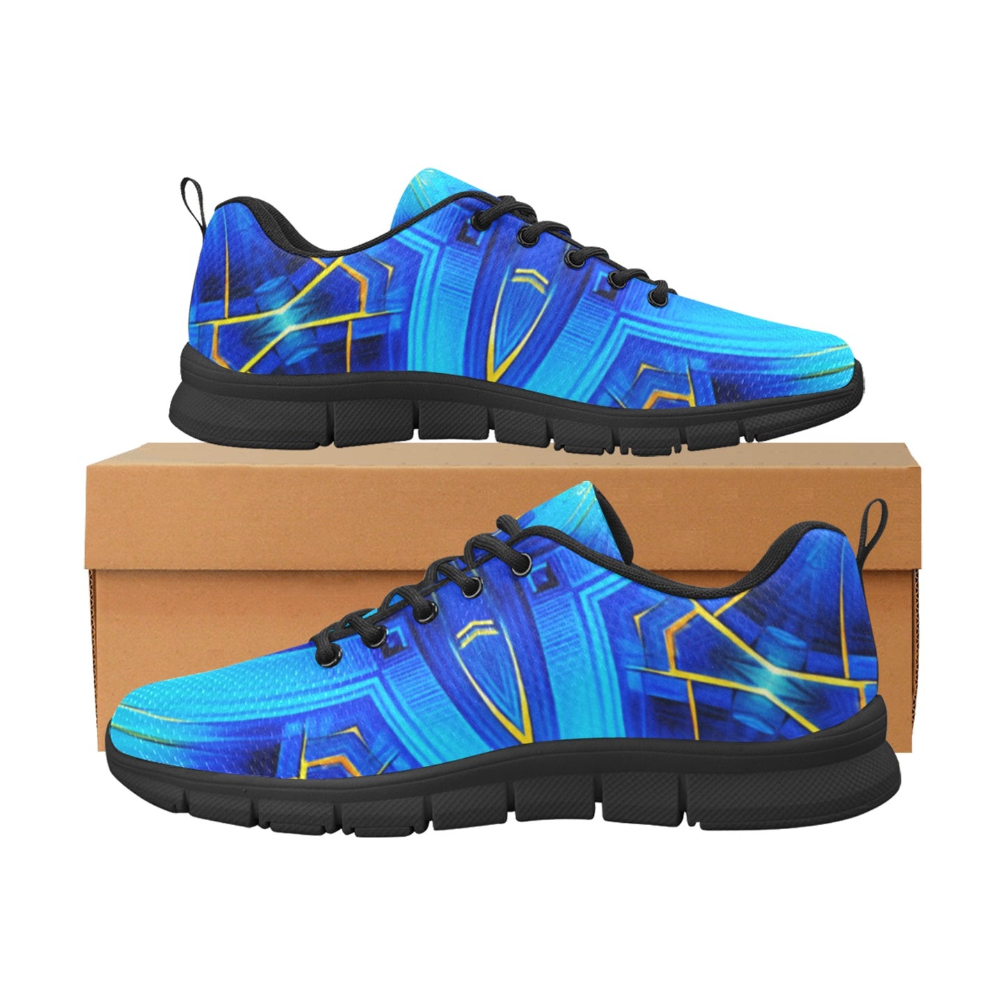 Women's Vibrant Blue Geometric All-Over Print  Breathable Running Shoes