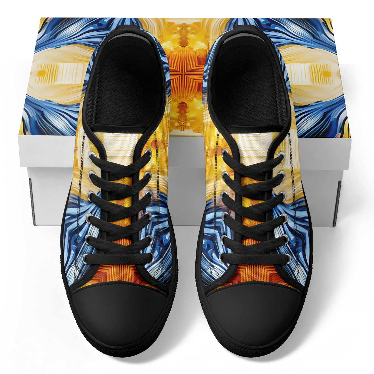 Men’s Bright Orange & Blue Abstract All Over Print Urban Peak Low Shoes