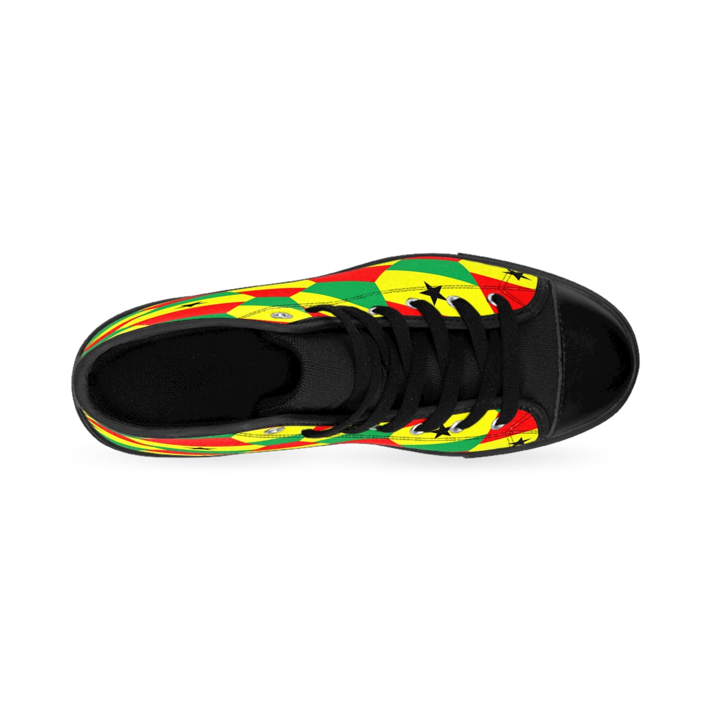 Women's Red Yellow Green Stars Flag Hex Pattern High Top Sneakers