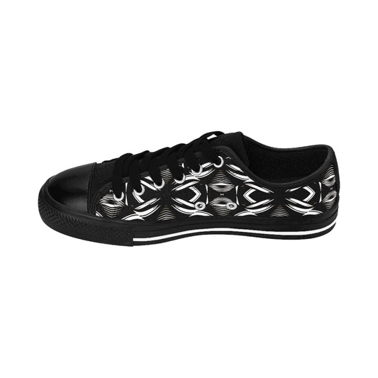 Women's Black Geometric Pattern Low-Tops Sneakers