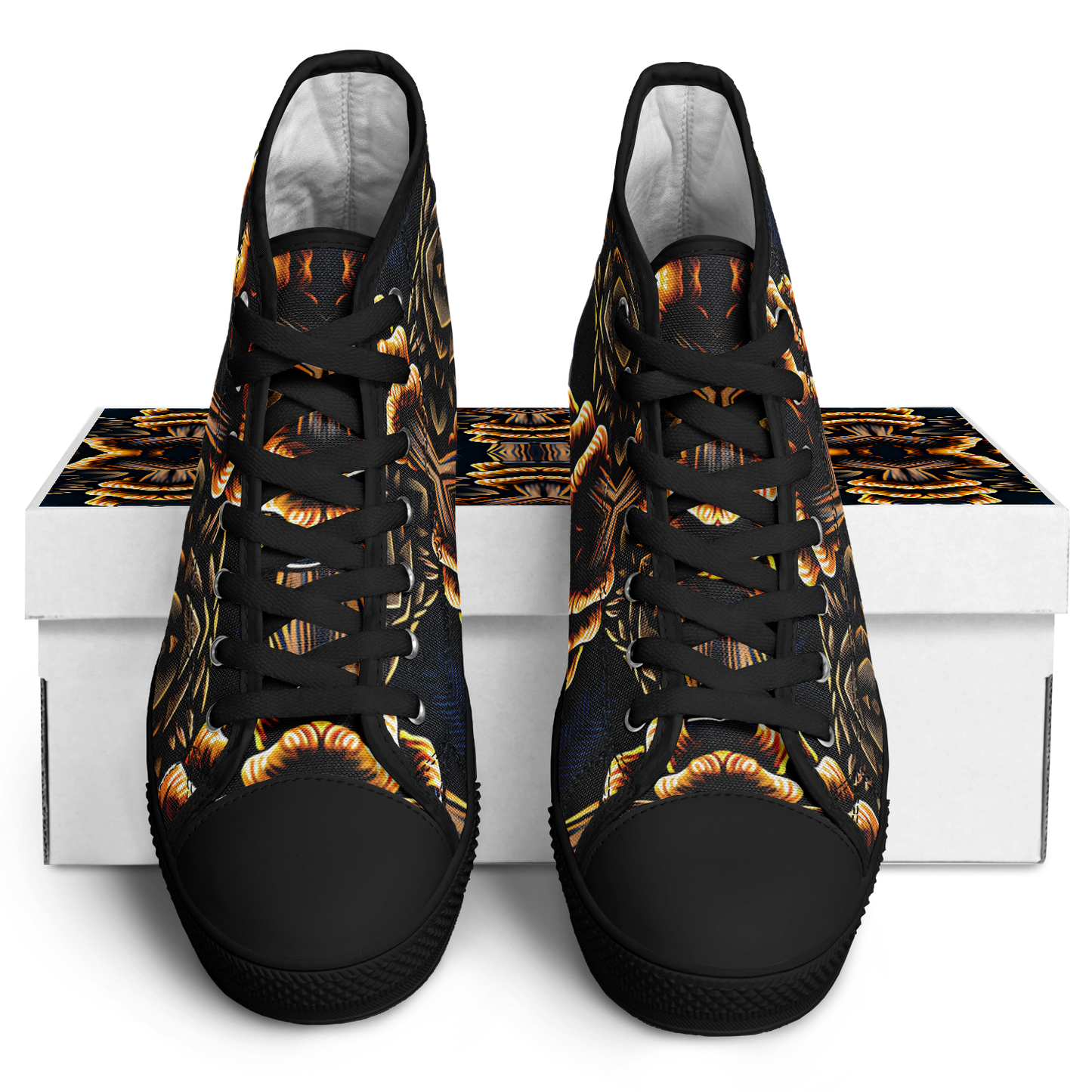 Men's Geometric Gold & Black Pattern Urban Peak High Top Shoes