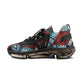 Men's Red & Teal Aztec Geo Pattern All Over Print Mesh Sneakers