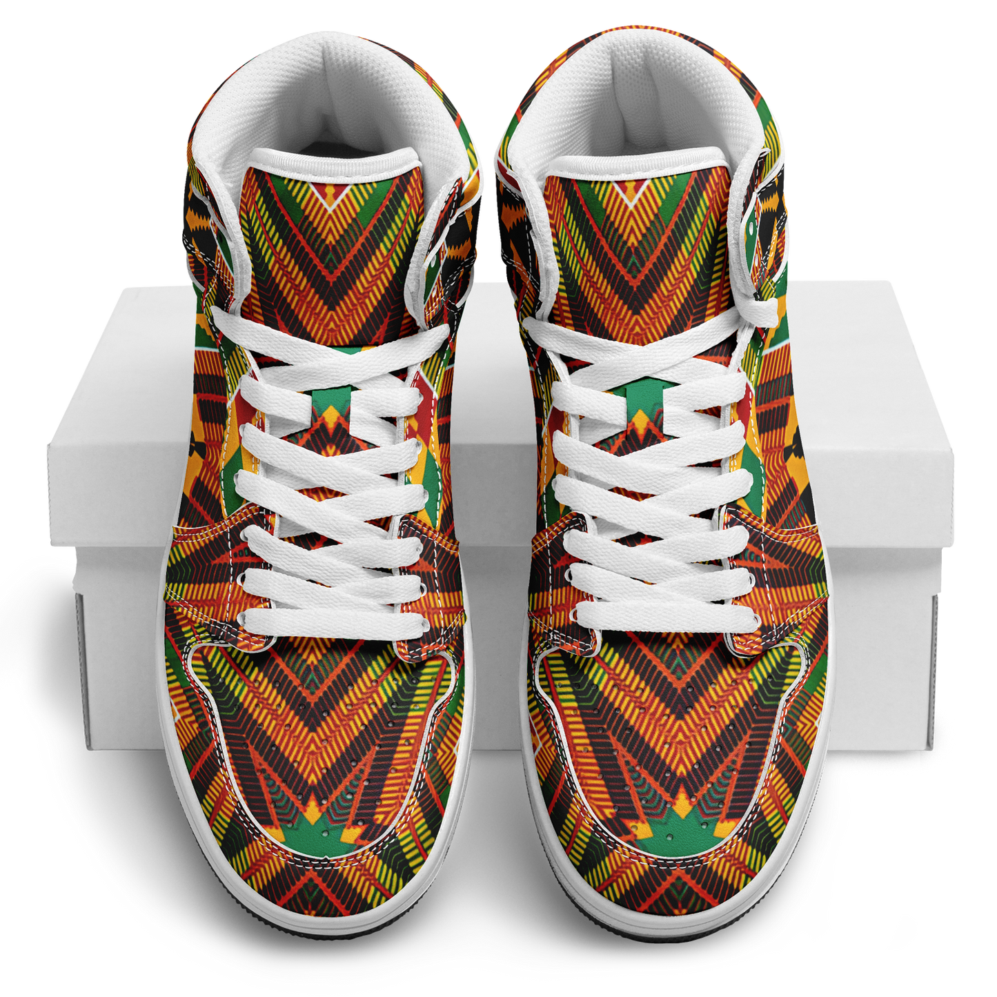 Men's Vibrant African Kente Geometric Pattern All-Over Print Motion High Top Shoes