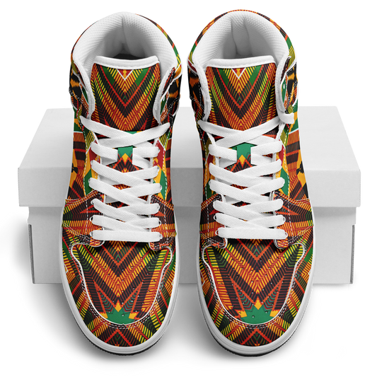 Men's Vibrant African Kente Geometric Pattern All-Over Print Motion High Top Shoes