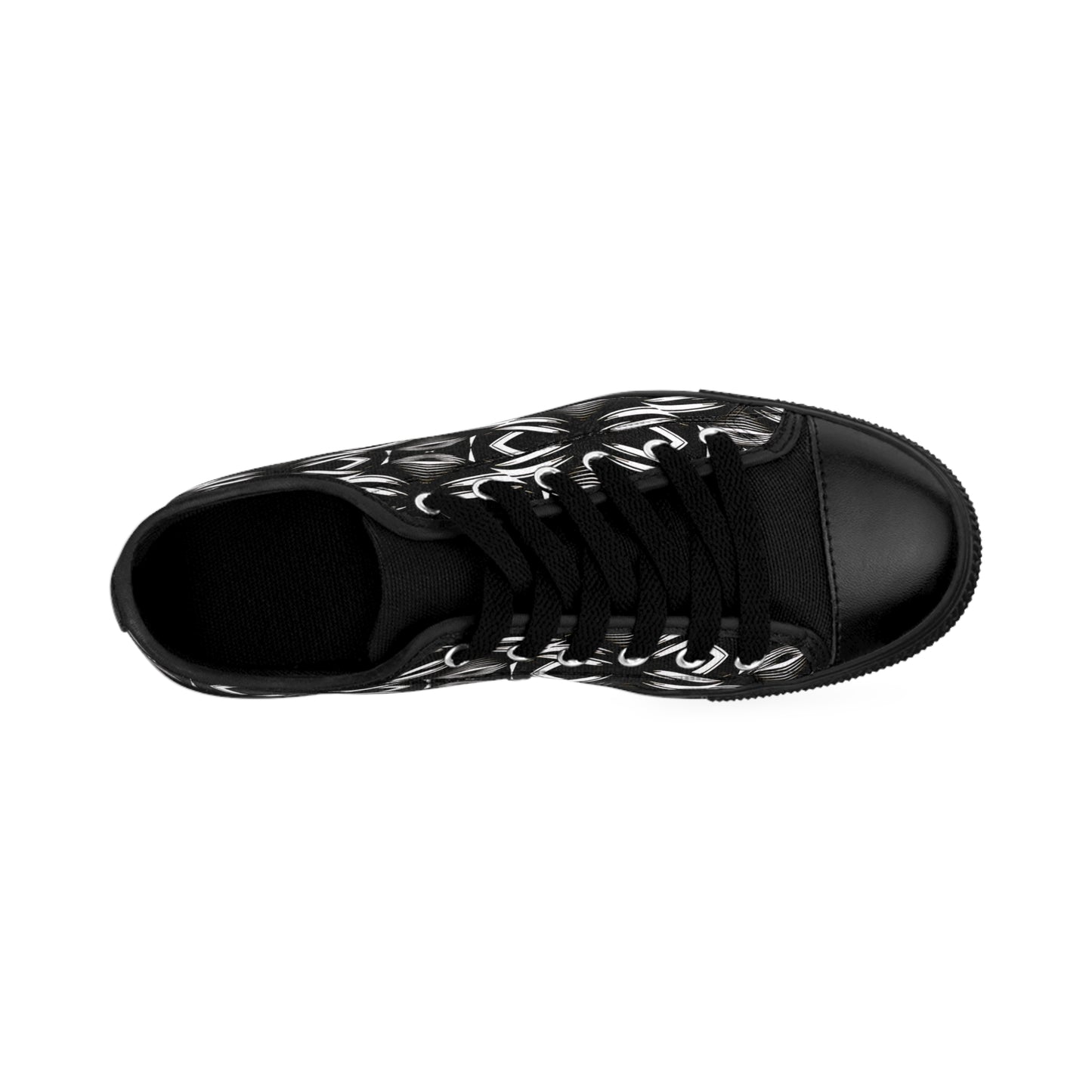 Women's Black Geometric Pattern Low-Tops Sneakers