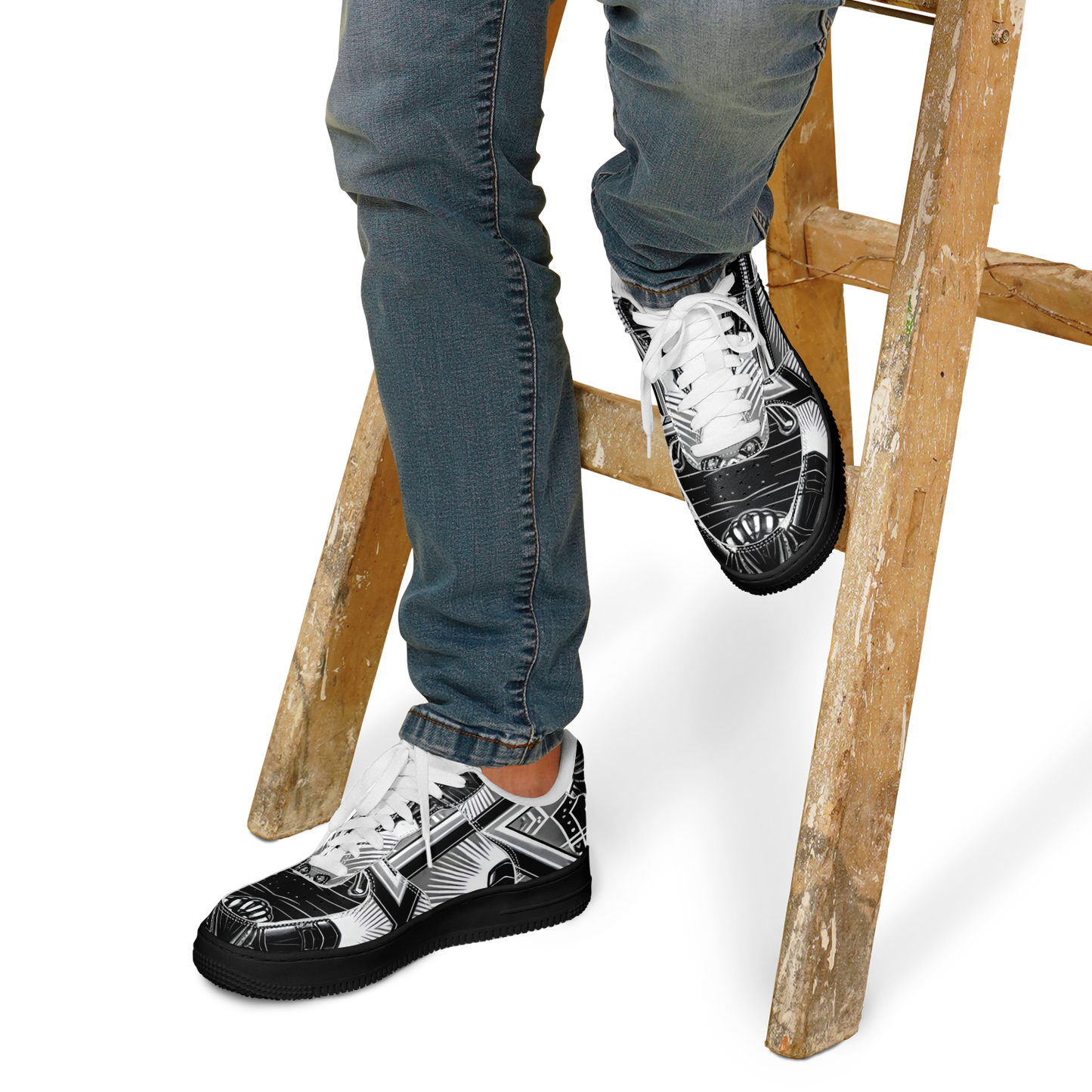 Men' Monochrome Gothic Kaleidoscope Pattern All Over Print Core Low Shoes