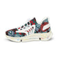 Men's Red & Teal Aztec Geo Pattern All Over Print Mesh Sneakers