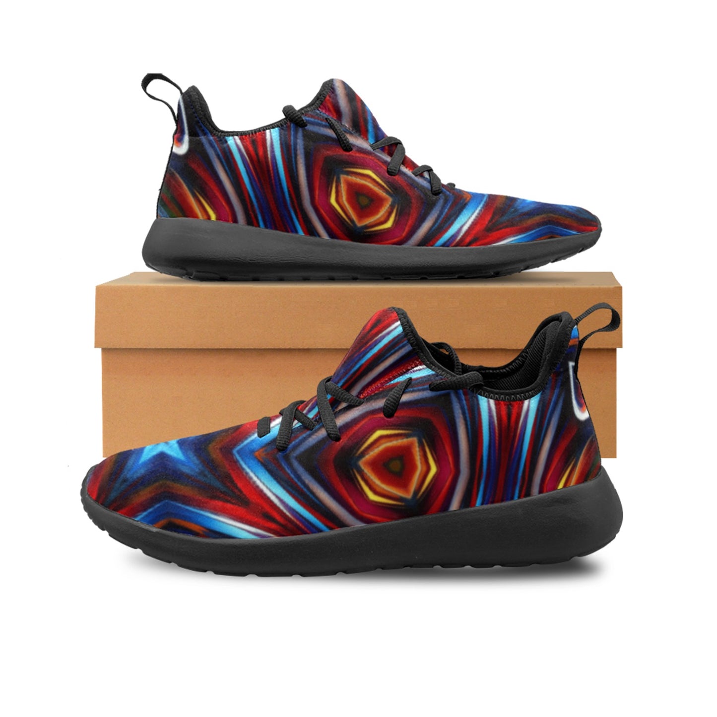 Women's Patriotic Red White Blue Geometric All Over Print  One-Piece Vamp Sneakers