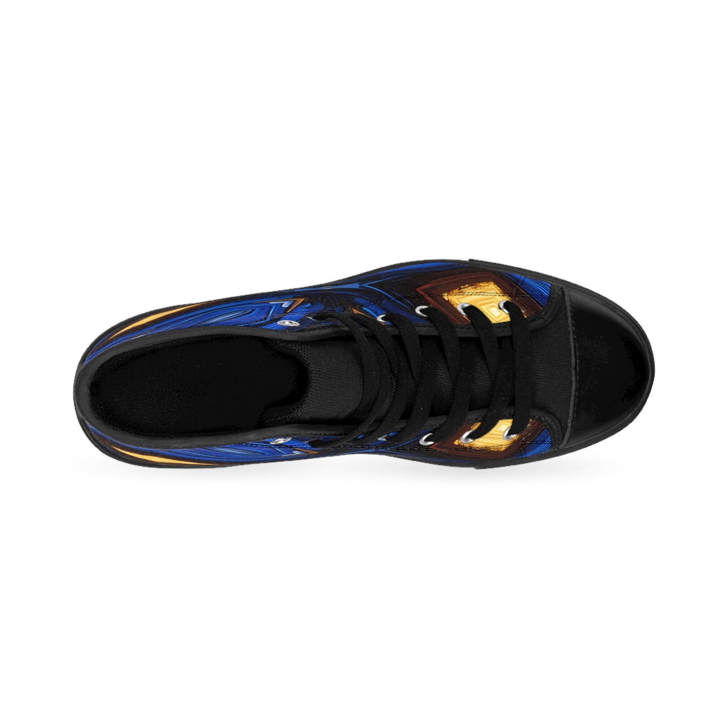 Men's Blue Geometric Kaleidoscope pattern Design High-Top Sneakers