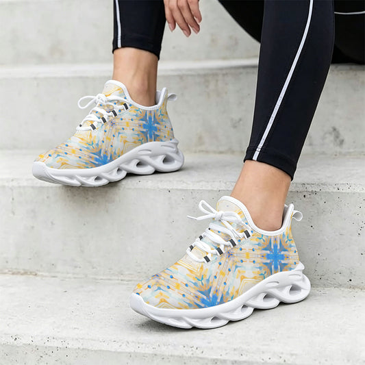 Women's Kaleidoscope Sunburst Pattern All-Over Print Twisted Sole Sneakers