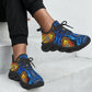 Women's Bold Blue & Gold Abstract Pattern All-Over Print Twisted Sole Sneakers