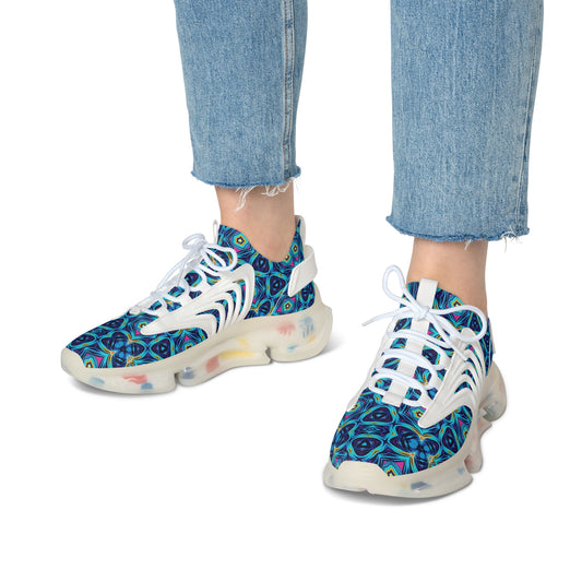 Women’s Blue Kaleidoscope Mesh Athletic Sneakers