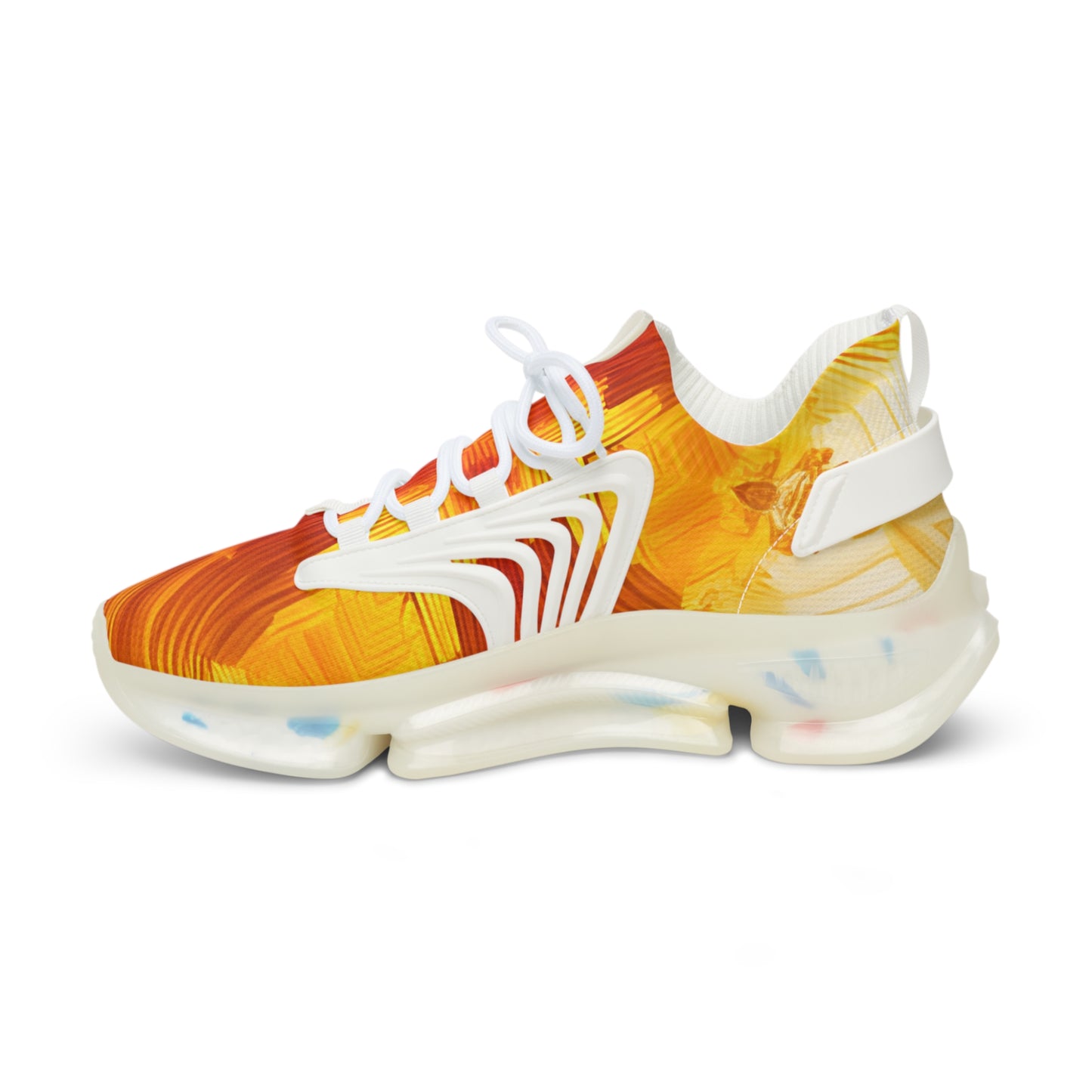 Men’s Bright Orange Abstract All Over Print Athletic Mesh Sneakers