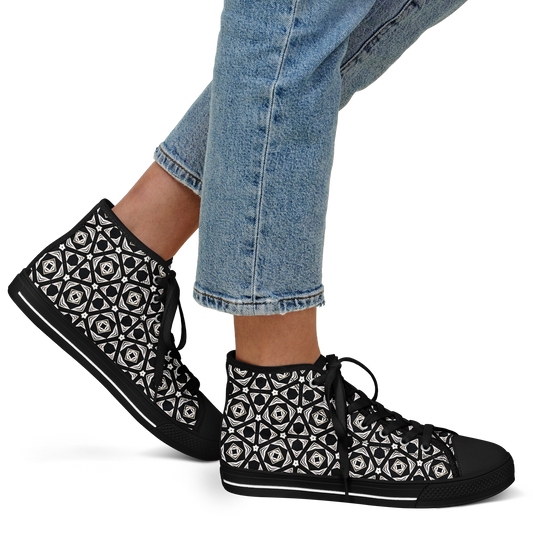 Women's Black Geometric Pattern Urban Peak High Top Shoes