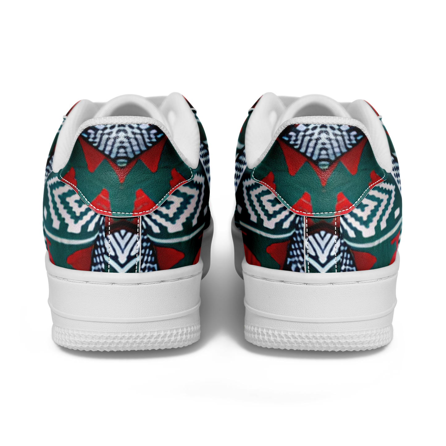 Men's Red & Teal Aztec Geo Pattern All-Over Print Core Low Shoes