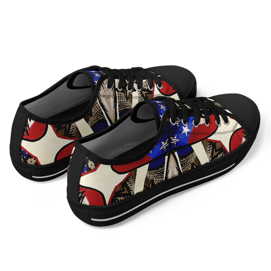 Women's Patriotic Stars & Cross Kaleidoscope Pattern All-Over Print Urban Peak Low Shoes