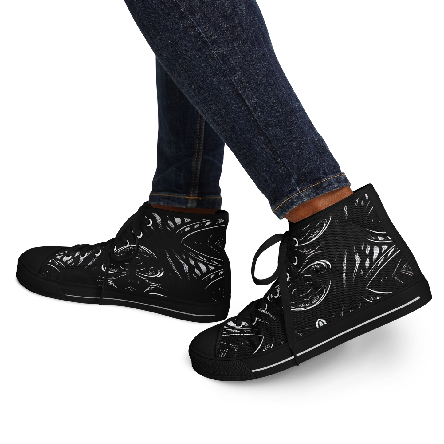Women's Black & White Geometric All-Over Print Urban Peak High Top Shoes
