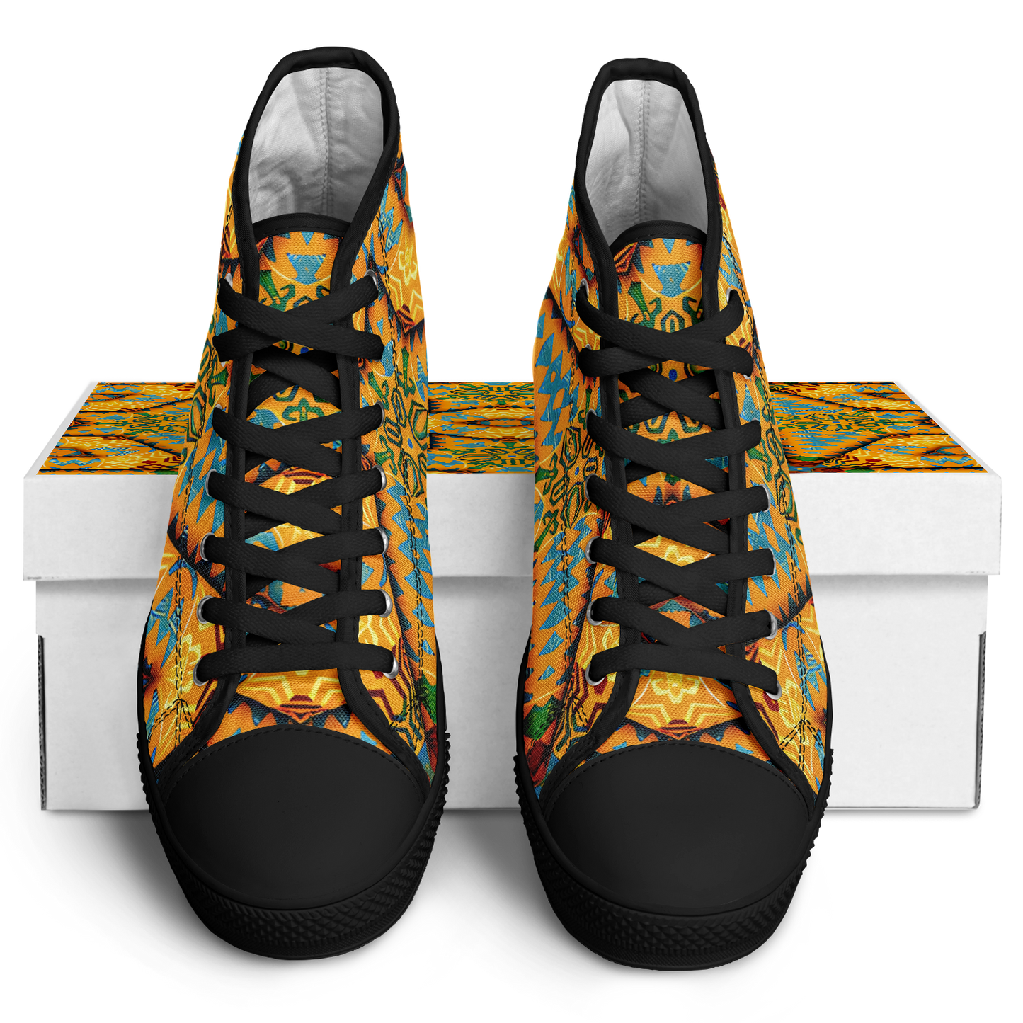 Men's Golden Geometric Mosaic Pattern Urban Peak High Top Shoes