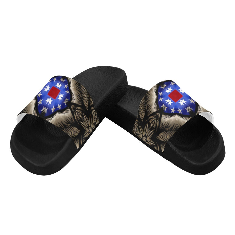 Women's Patriotic Kaleidoscope Pattern All-Over Print Slide Sandals