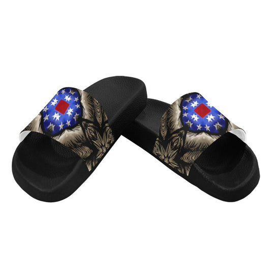 Women's Patriotic Kaleidoscope Pattern All-Over Print Slide Sandals