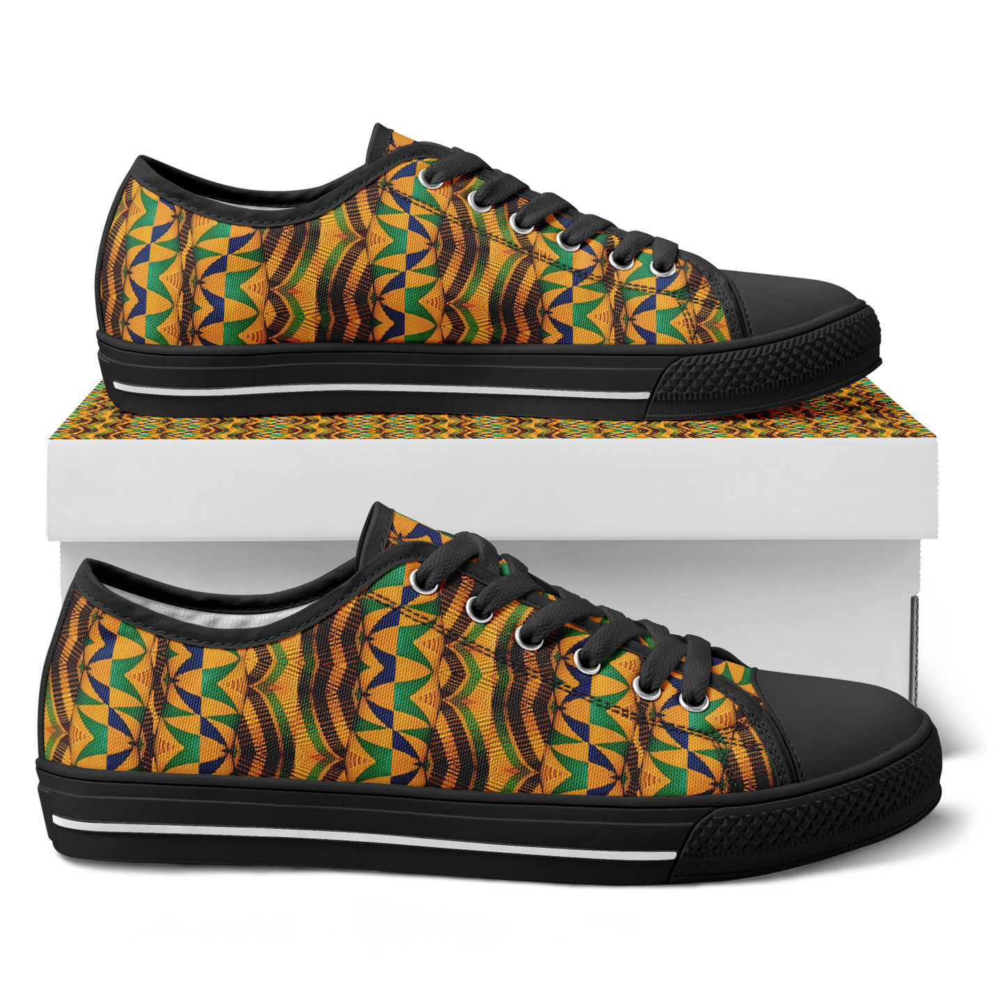 Men's African Kente Geometric Pattern All-Over Print Urban Peak Low Shoes
